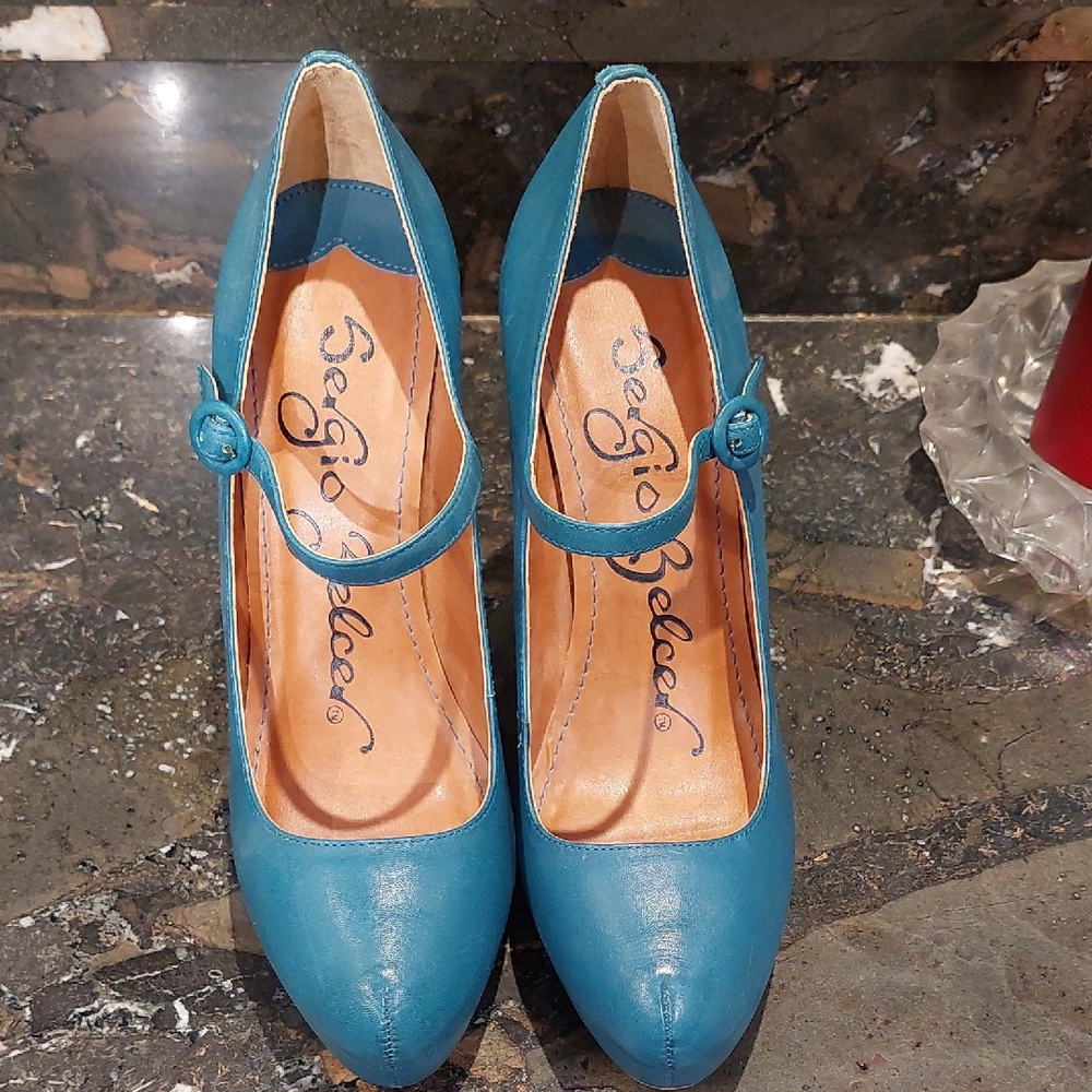 Sergio Zelcer Teal Mary Jane Heels